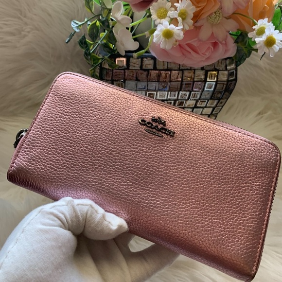 Coach Handbags - Coach Metallic Pink Leather Wallet